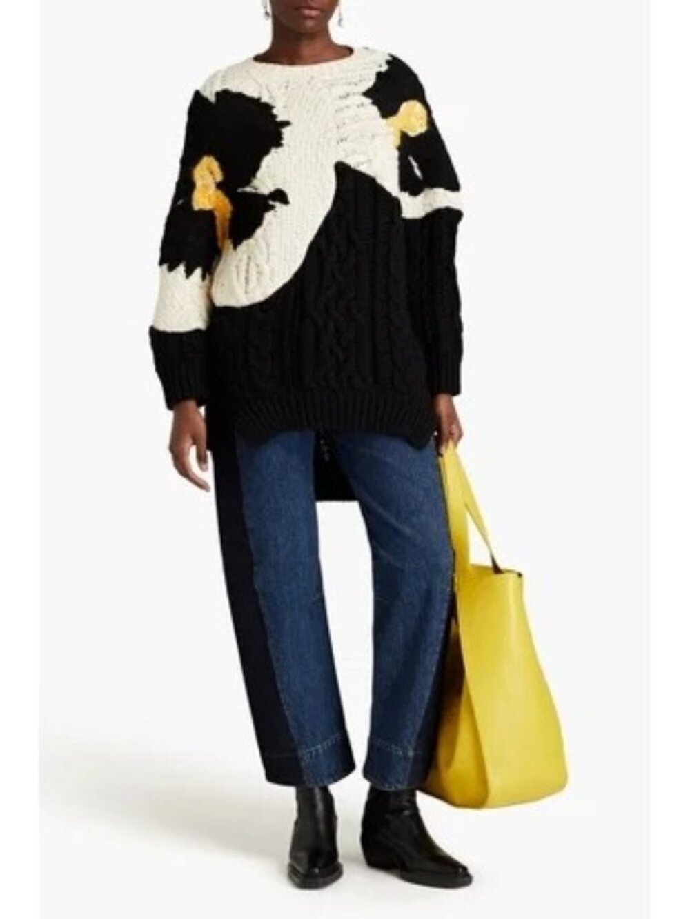 NWT $5516 Valentino Garavani Cable Knit Wool Sweater Black Size Small Oversized